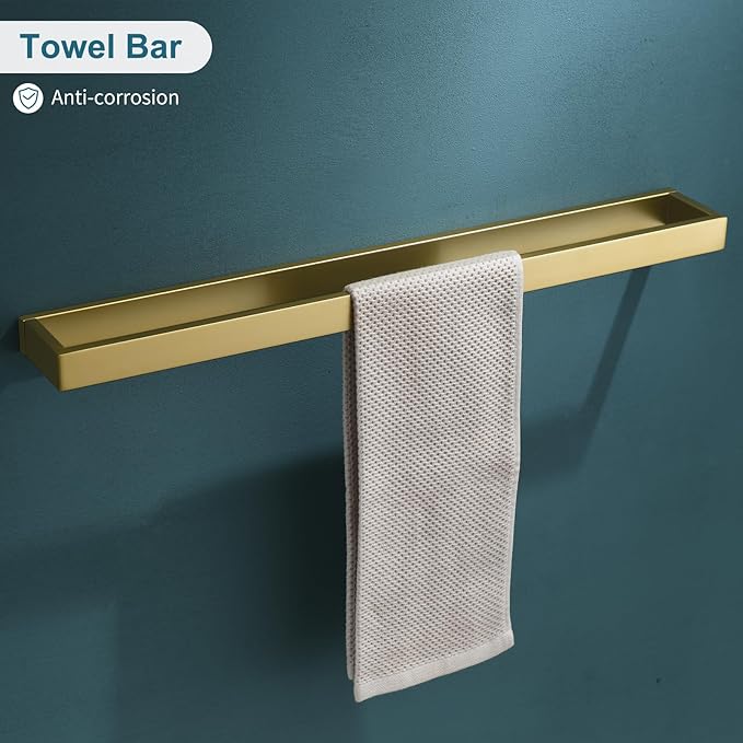 TNOMS 4-Piece Modern Gold Bathroom Hardware Accessories Set - Image 2