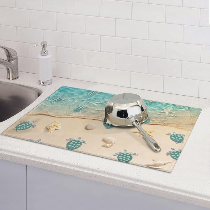 Sea Turtles Beach Dish Drying Mat - Image 2