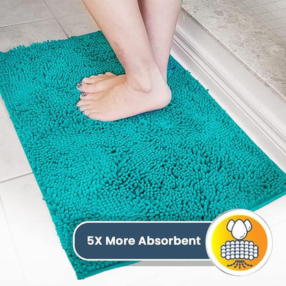 Muddy Mat® Shown on TV – Super Absorbent Door Mat Indoor, Microfiber Quick Dry Chenille Entryway Rug, Non-Slip Front Door Mat, Indoor Mats for Entryway, Machine Washable Pet Rug, Teal 24"x36"