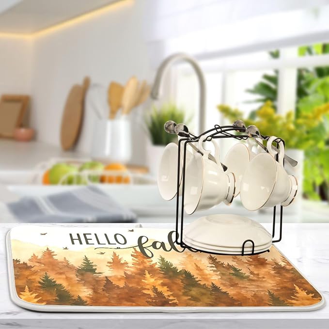 Hello Fall Forest Dish Drying Mat - Image 5