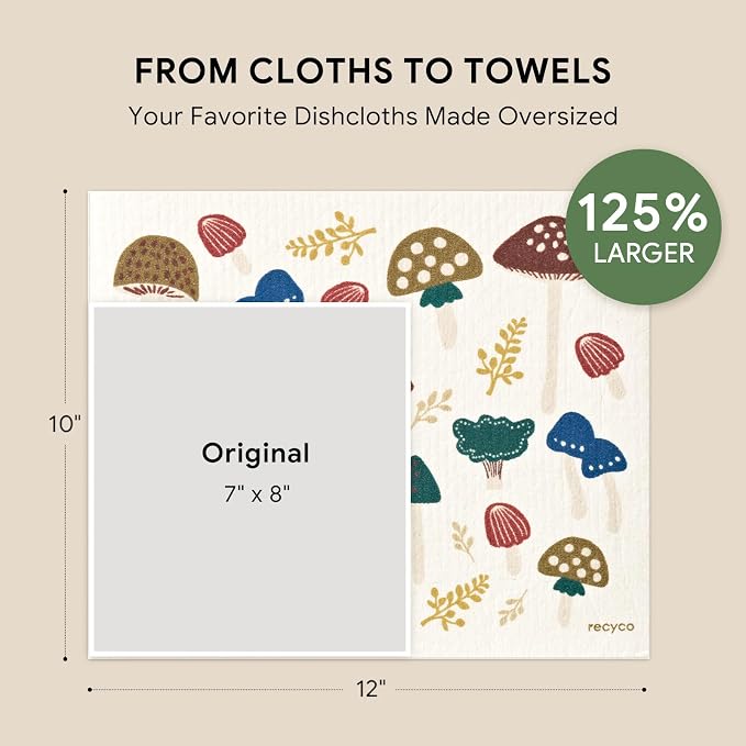 RECYCO Swedish Dishcloths for Kitchen | 4 Pack Oversized Washable Dish Rags | - Image 2