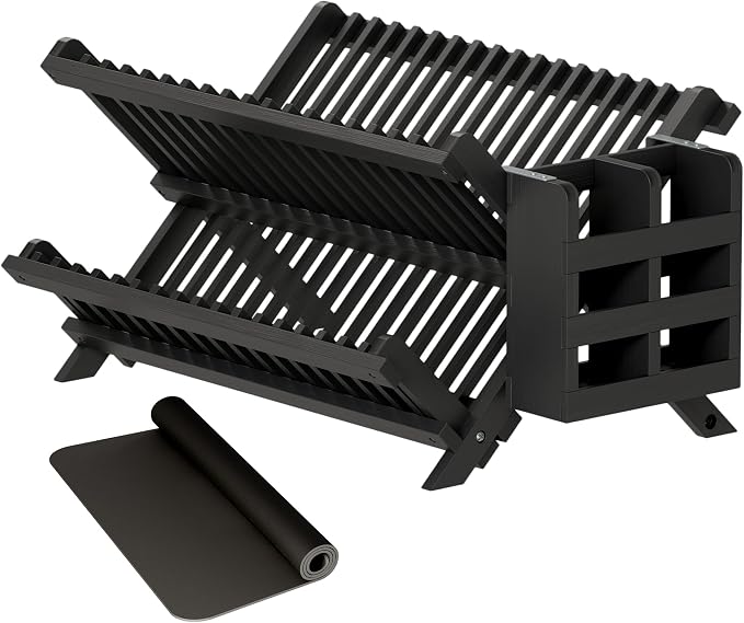 Greenual Black Bamboo Dish Drying Rack by Greenual