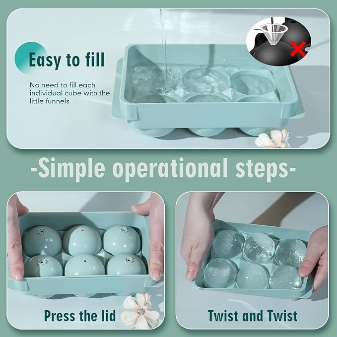 WIBIMEN Large Ice Cube Molds, Big Round Whiskey Ice Cube Trays - Image 4