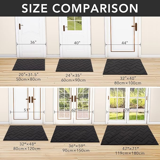 hicorfe Indoor Door Mat, Non Slip Door Mats, Absorbent Resist Dirt Entrance - Image 5