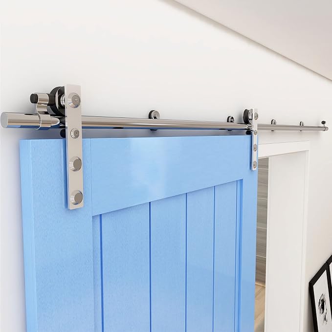 CCJH Stainless Sliding Barn Door Hardware Kit 8ft Heavy Duty by CCJH
