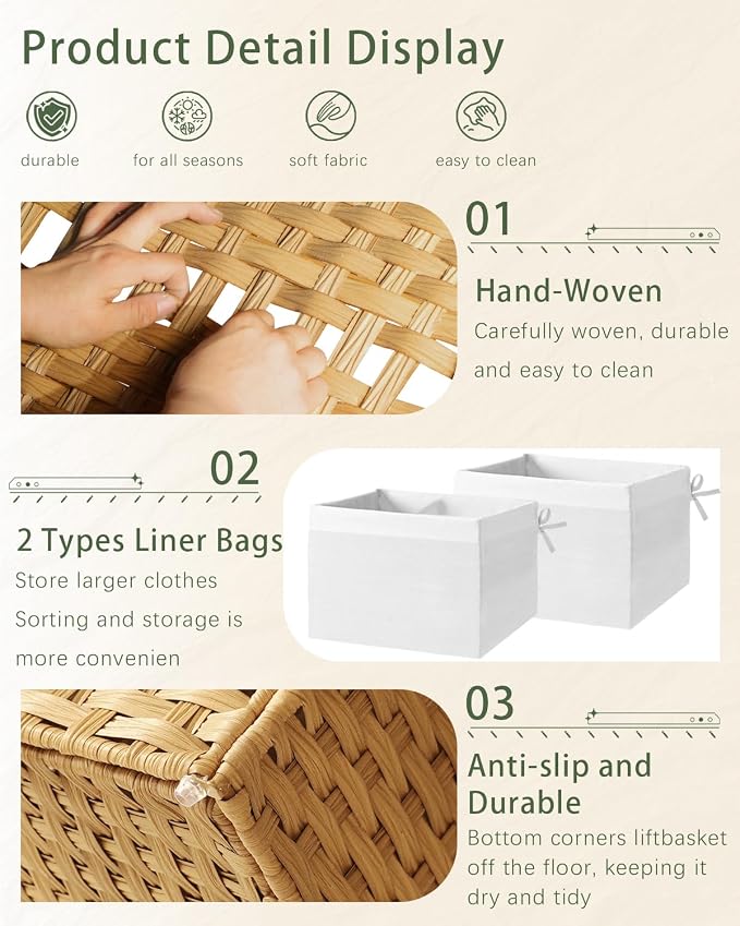 Storage Basket with Lid Wicker Baskets - Image 3