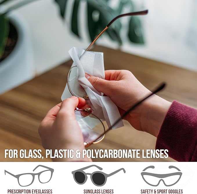 OptiPlus Eyeglass Lens Wipes l Pre-Moistened l Cleaning Wipes - Image 4