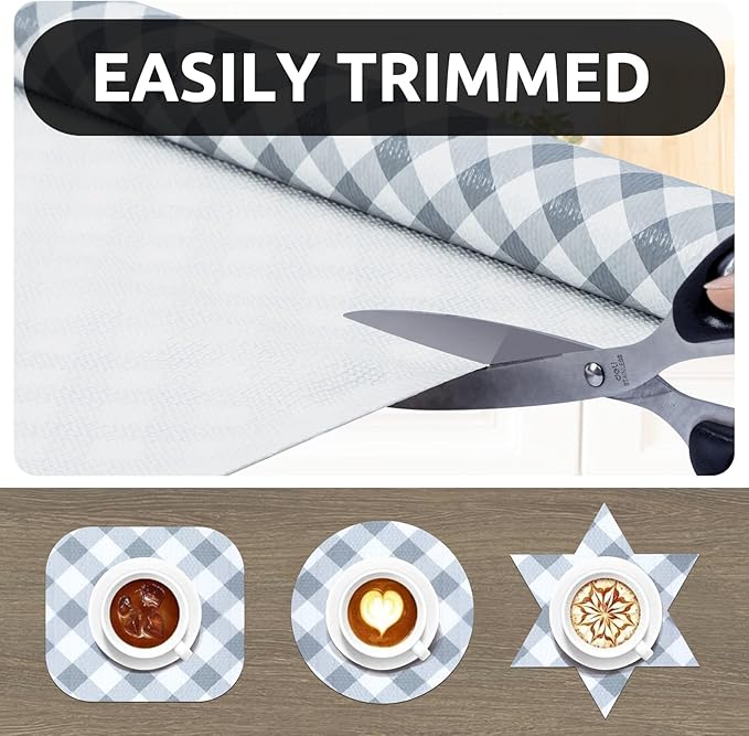 RAY STAR 12X120 Inch Shelf Liner for Kitchen Cabinets, Non-Adhesive Cabinet Liner Washable, PVC Drawer Liner for Dresser Non-Slip Bathroom (Plaid)(1 Roll)