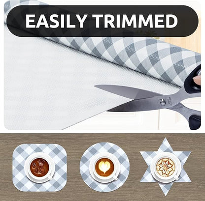 RAY STAR 12X120 Inch Shelf Liner for Kitchen Cabinets, Non-Adhesive Cabinet Liner Washable, PVC Drawer Liner for Dresser Non-Slip Bathroom (Plaid)(1 Roll)