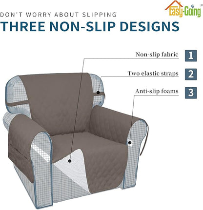 Easy-Going Sofa Slipcover Chair Cover Waterproof Couch Cover Washable Sofa Cover Non-Slip Fabric Furniture Protector with Pocket for Pets Covers Pets Kids Children Dog Cat (Chair, Taupe)