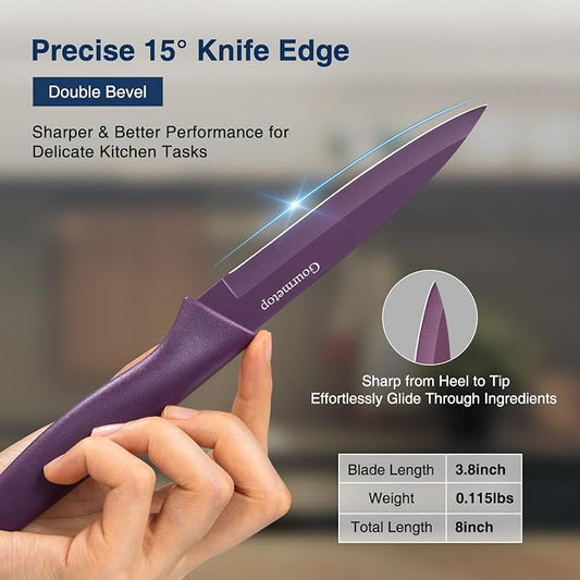 Gourmetop Paring Knife with Cover, Paring Knives Set of 4, 3.8" Paring Knife - Image 2