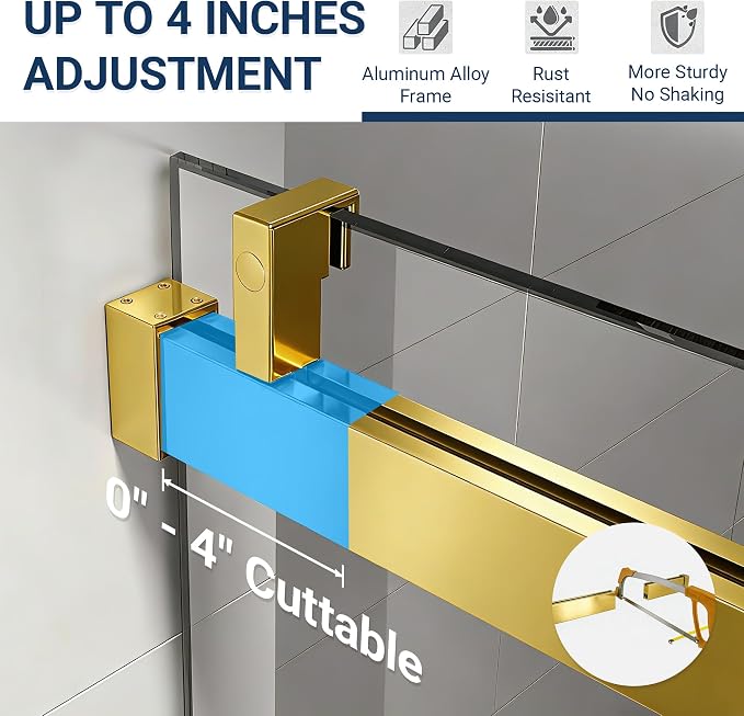 Abruzzo 56"-60" x76" Frameless Shower Door Gold - Image 3