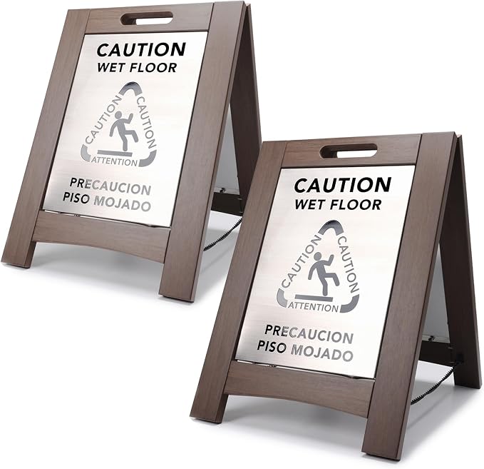 Premium Outdoor Composite Caution Wet Floor Sign – Bilingual w/Non-Skid Plastic by WholesaleHotelProducts
