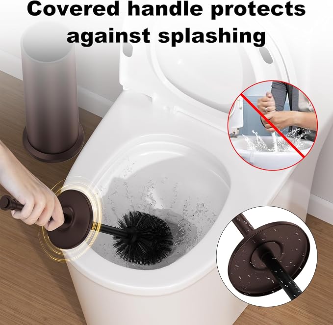 Bronze Toilet Brush and Holder，Extra Long Handled Toilet Brush - Image 4