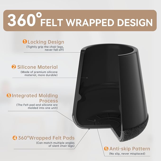 24PCS Upgraded Silicone Chair Leg Floor Protectors - Image 2