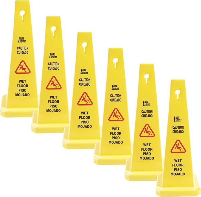 MATTHEW CLEANING 6 Packs 36” Caution Wet Floor Safety Cones by MATTHEWCLEANINGPRODUCTS