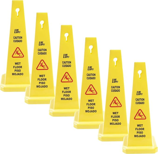MATTHEW CLEANING 6 Packs 36” Caution Wet Floor Safety Cones by MATTHEWCLEANINGPRODUCTS