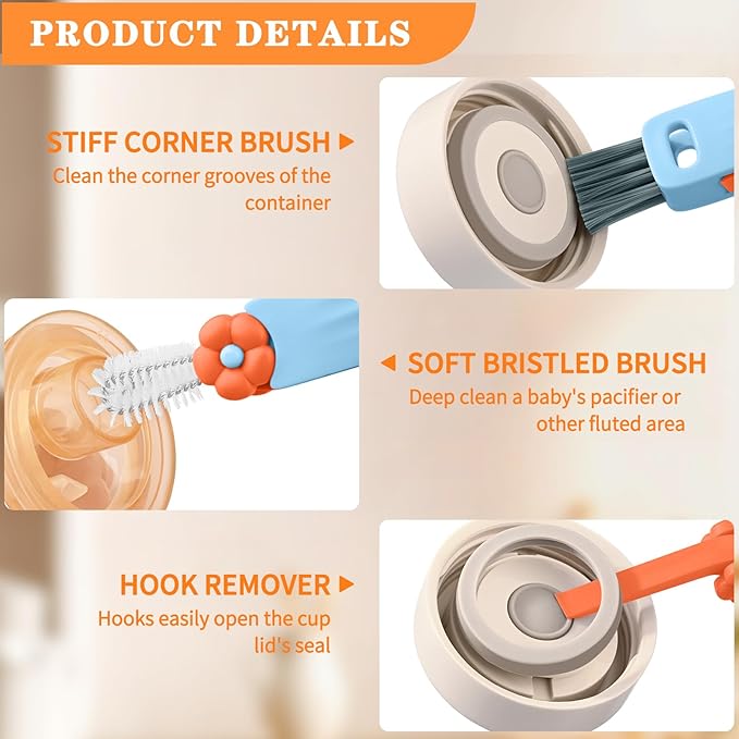 Vanjua 3 in 1 Cup Lid Gap Cleaning Brush Set, Cup Lid Gap Cleaner, Home Kitchen - Image 4