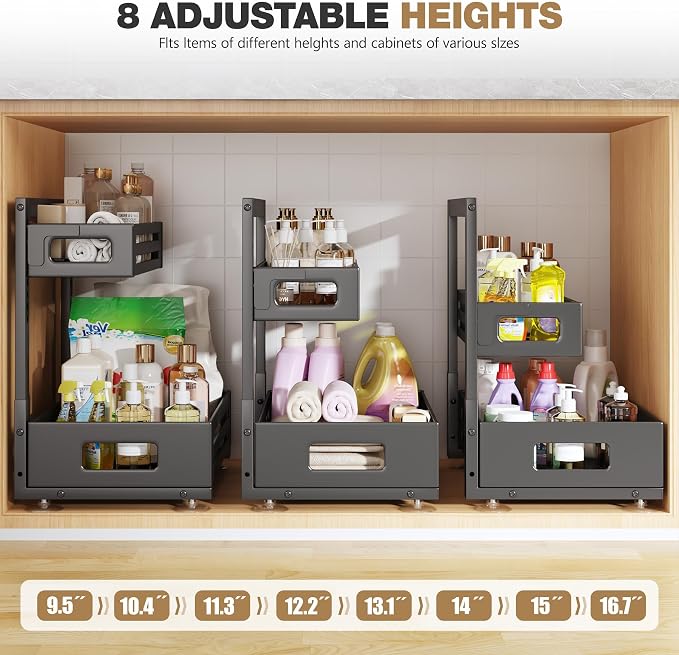 1 Pack Under Sink Organizer, Pull Out Cabinet Organizer - Image 8