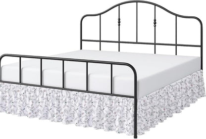 Cottington Lane Ruffled Bed Skirt King Size with Split Corner, Brushed Microfiber Hotel Quality Dust Ruffle, 14 Inch Drop Gathered Bedskirt, Soft, Stylish, Shrink & Fade Resistant, Coco Rose Leaf