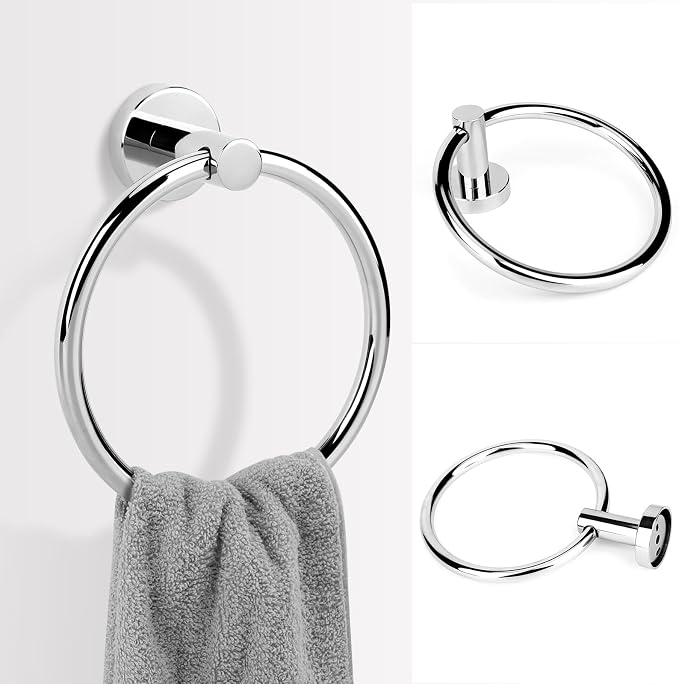 Polished Chrome Toilet Paper Holder Set, Stainless Steel Towel Ring, Double - Image 4