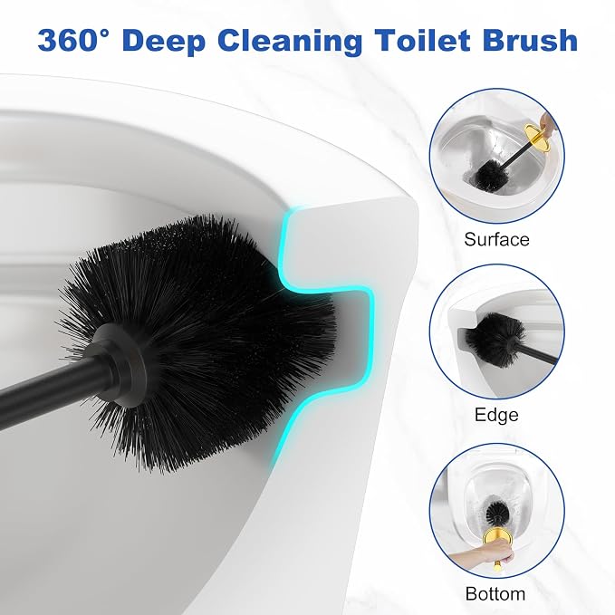 Toilet Brush and Holder Set：304 Stainless Steel Heavy Duty Toilet Bowl - Image 7