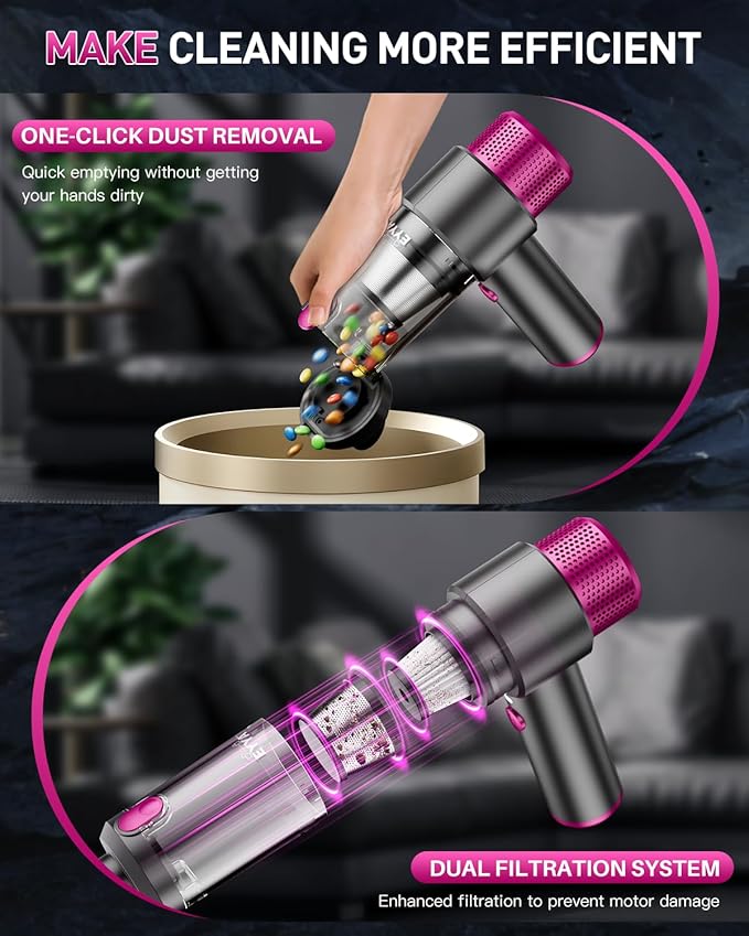 EYYA Handheld Cordless Car Vacuum Cleaner, 4-in-1 Portable Mini Car Vacuum - Image 5