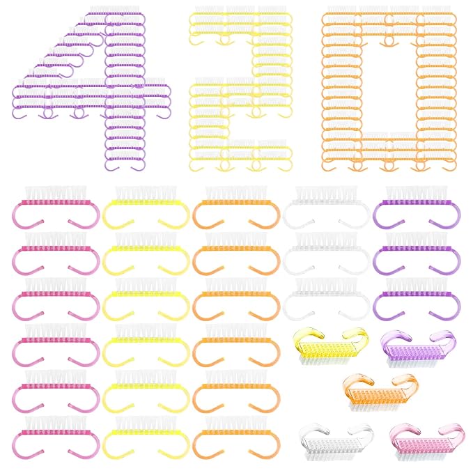 420 Pcs Handle Grip Nail Brush Bulk 5 Colors Nail Scrub Brush Pedicure by TANEMUDO