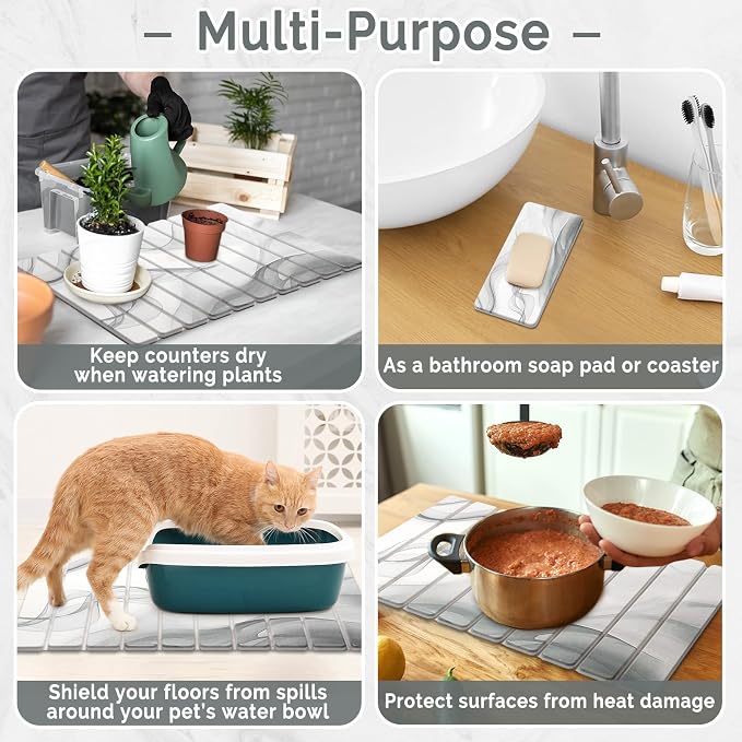 2 PCS Large Stone Dish Drying Mat - Image 6