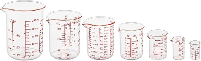 Ackers 7-Piece Glass Measuring Cup Set, Borosilicate Beaker Style Nesting - Image 9