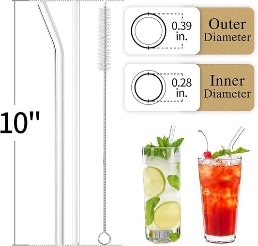 Piteno® 16-Pack Reusable Glass Drinking Straws, Milkshakes - Image 2