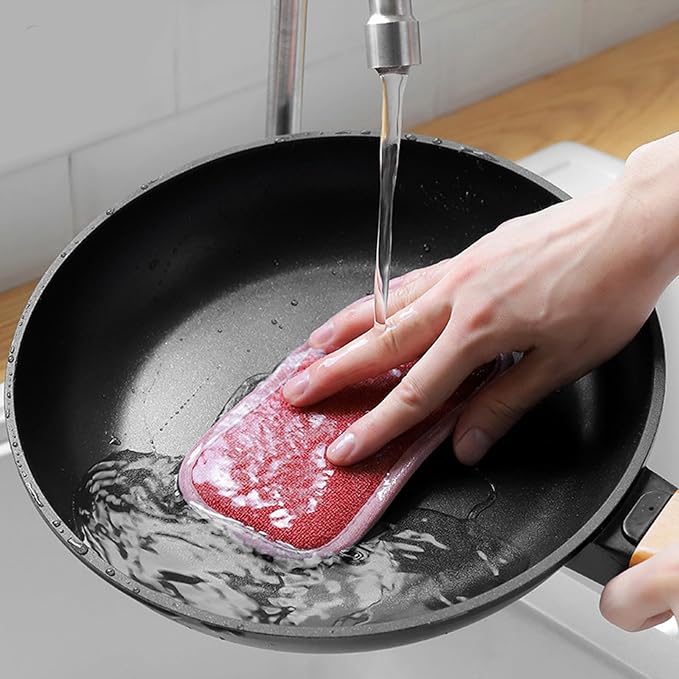 4 Pack Kitchen Scrub Sponge Dual Action Washing Up Cleaner Heavy Duty Scouring - Image 4