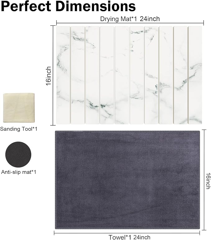 Stone Dish Drying Mat for Kitchen Counter, Versatile Stone Drying Mats for Cups - Image 4