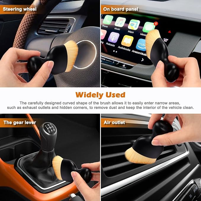 Auto Car Detailing Brush Set Car Interior Cleaning Kit Includes 3 Boar Hair - Image 6