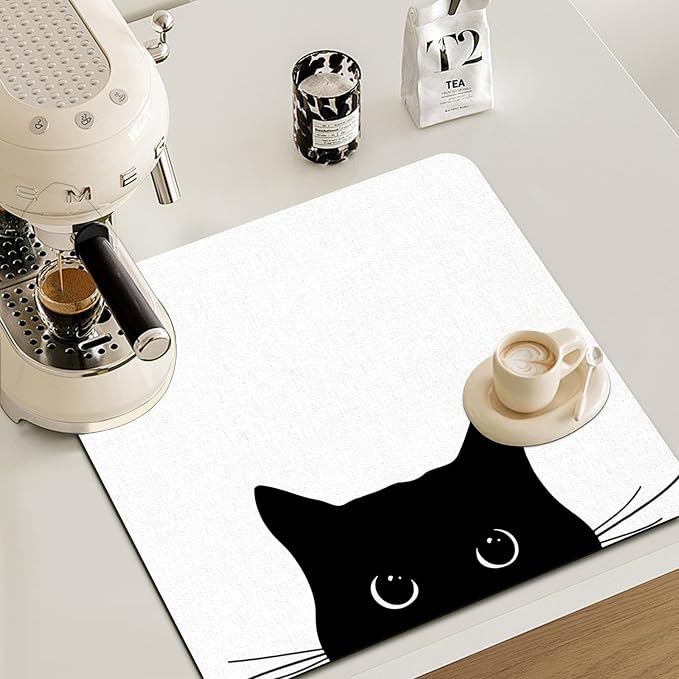 Black Cat Dish Drying Mat - Image 2