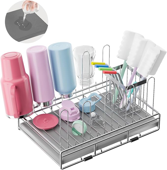 Baby Bottle Drying Rack Organizer Stainless Steel Large Countertop Glass Water - Image 7
