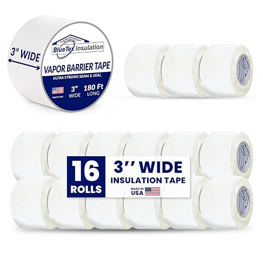 BlueTex Insulationㅤ3 Wide x 180' Long White Vapor Barrier Seam Tape by BlueTexInsulation