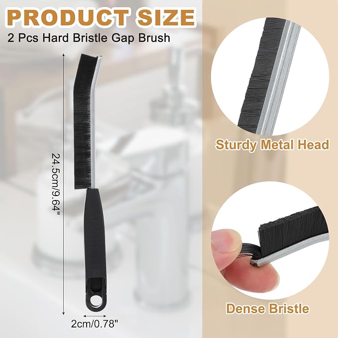 uxcell 2PCS Crevice Cleaning Brush, Hard Bristle Gap Brush - Image 2