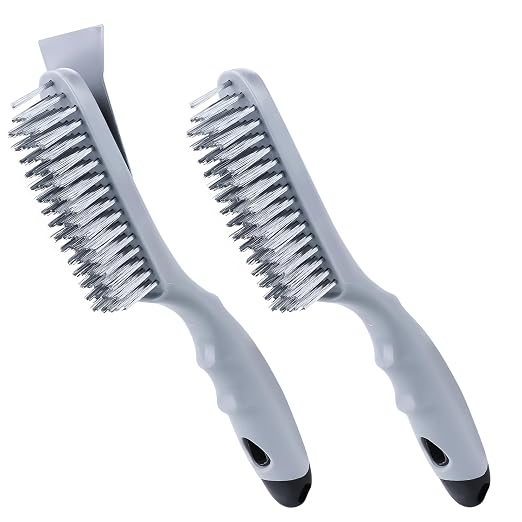 Stainless Steel Wire Brush Set 2Pcs, Heavy Duty Wire Brushes by andounier