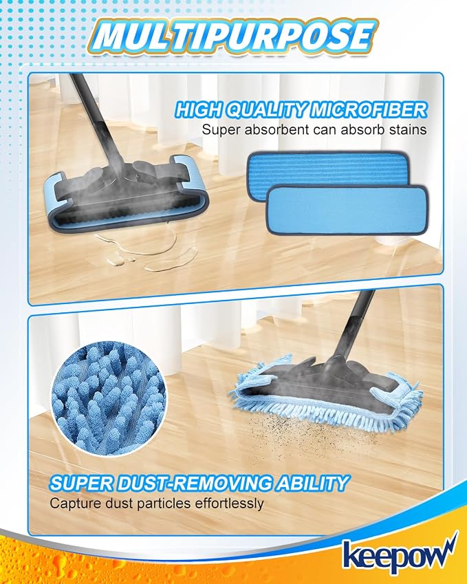 KEEPOW Reusable Microfiber Mop Pads Compatible - Image 4