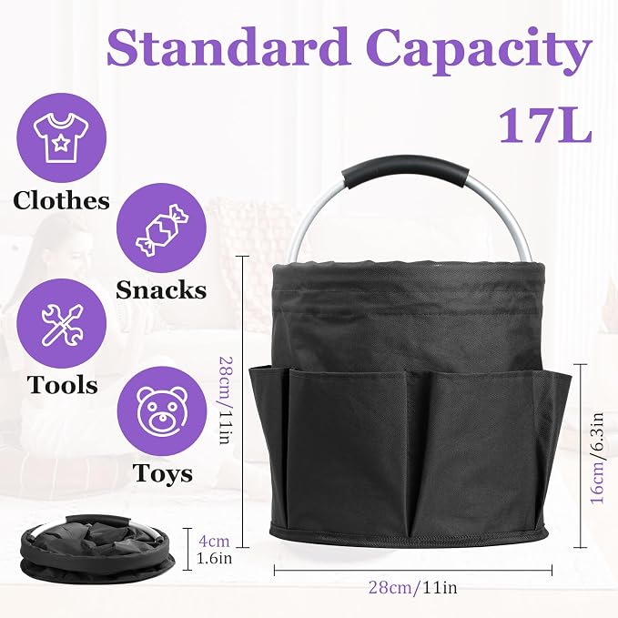 17L Cleaning Caddy with Handle and 6 Pockets, Foldable Cleaning Supply Caddy - Image 2
