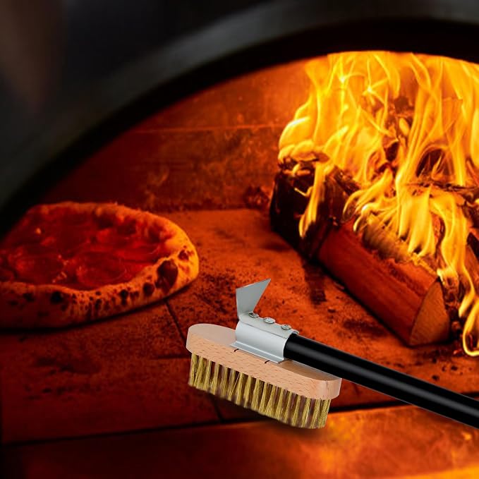 Pizza Oven Brush with Scraper, Brass Bristles Grill Brush with 33 or 47 Inch - Image 5