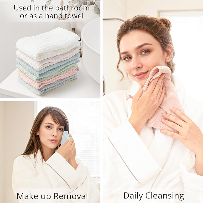 Konssy 6 Pack Face Cloths, Soft Wash Cloth - Image 3