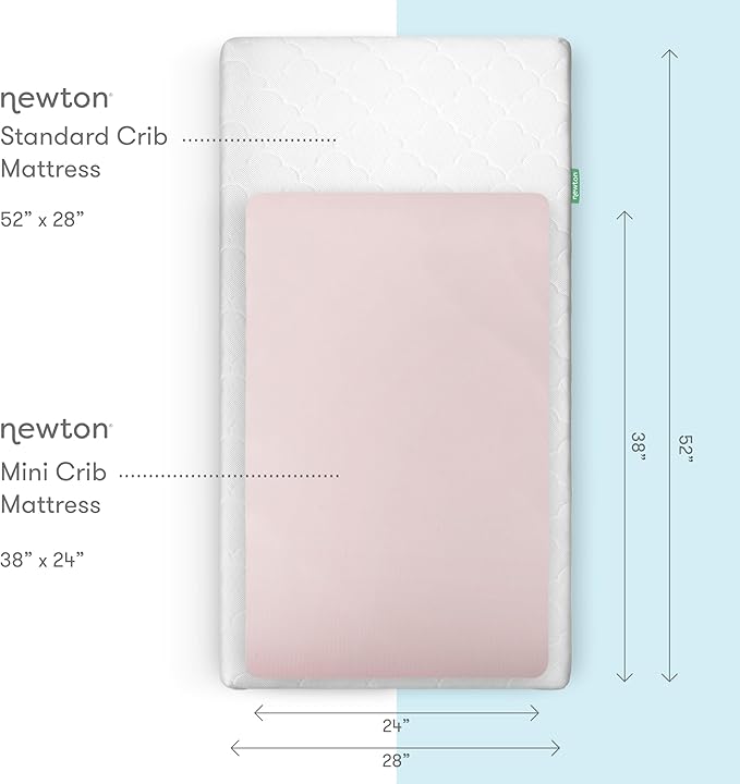 Newton Baby Fitted Mini Crib Sheets (2-Pack) | Organic Muslin Cotton, Breathable & Soft Baby Sheets, Washable Baby Mattress Sheets, Fits Mini Crib Mattresses 24" x 38", Sunrise Pink