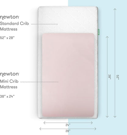 Newton Baby Fitted Mini Crib Sheets (2-Pack) | Organic Muslin Cotton, Breathable & Soft Baby Sheets, Washable Baby Mattress Sheets, Fits Mini Crib Mattresses 24" x 38", Sunrise Pink