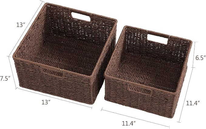 HOONEX Storage Baskets for Organizing, Decorative Round Paper Rope Woven - Image 4