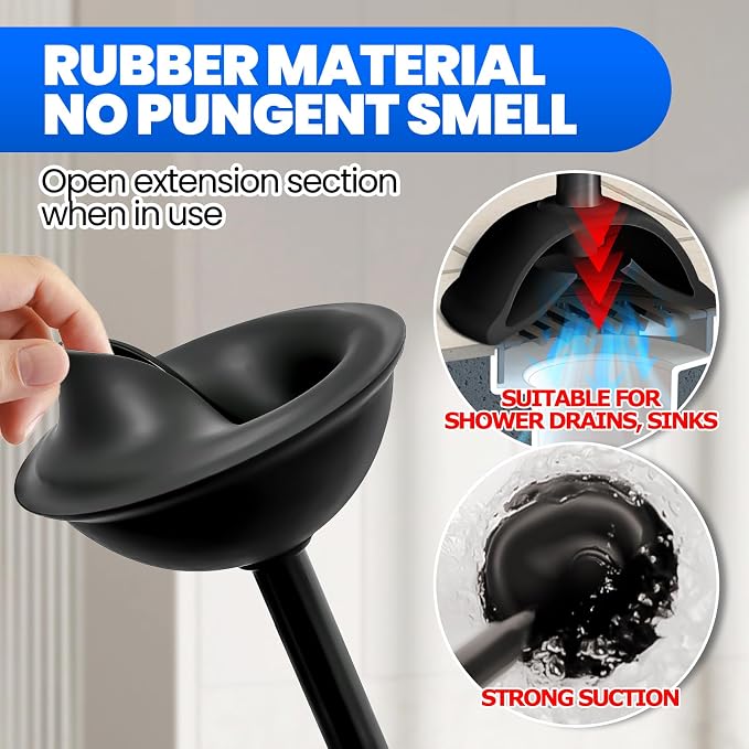 2Pack 2 in 1 Toilet Brush and Plunger Set, Extended Handle Plunger, Toilet Bowl - Image 4