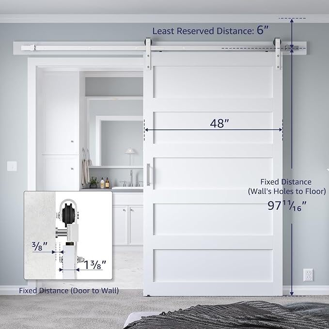 48in x 96in White Sliding Barn Door - Image 2