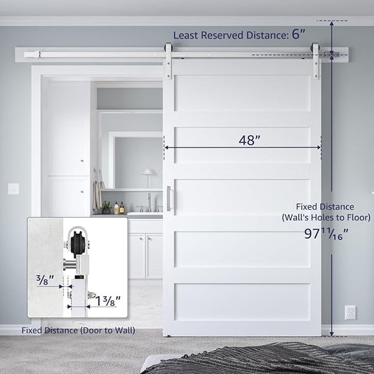 48in x 96in White Sliding Barn Door - Image 2