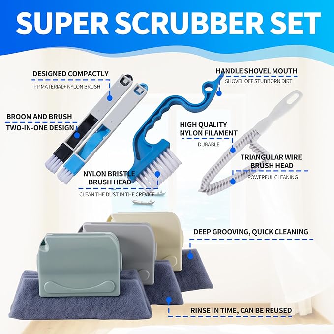 Window Track Cleaner Tool Set, Tile Lines, Car Vents - Image 2